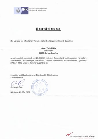 IHK-Zertifikat von Istvan Toth-Miklai